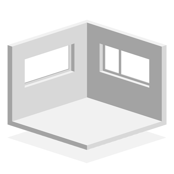 Raum mit Wänden und Fenstern in der Isometrischen Darstellung